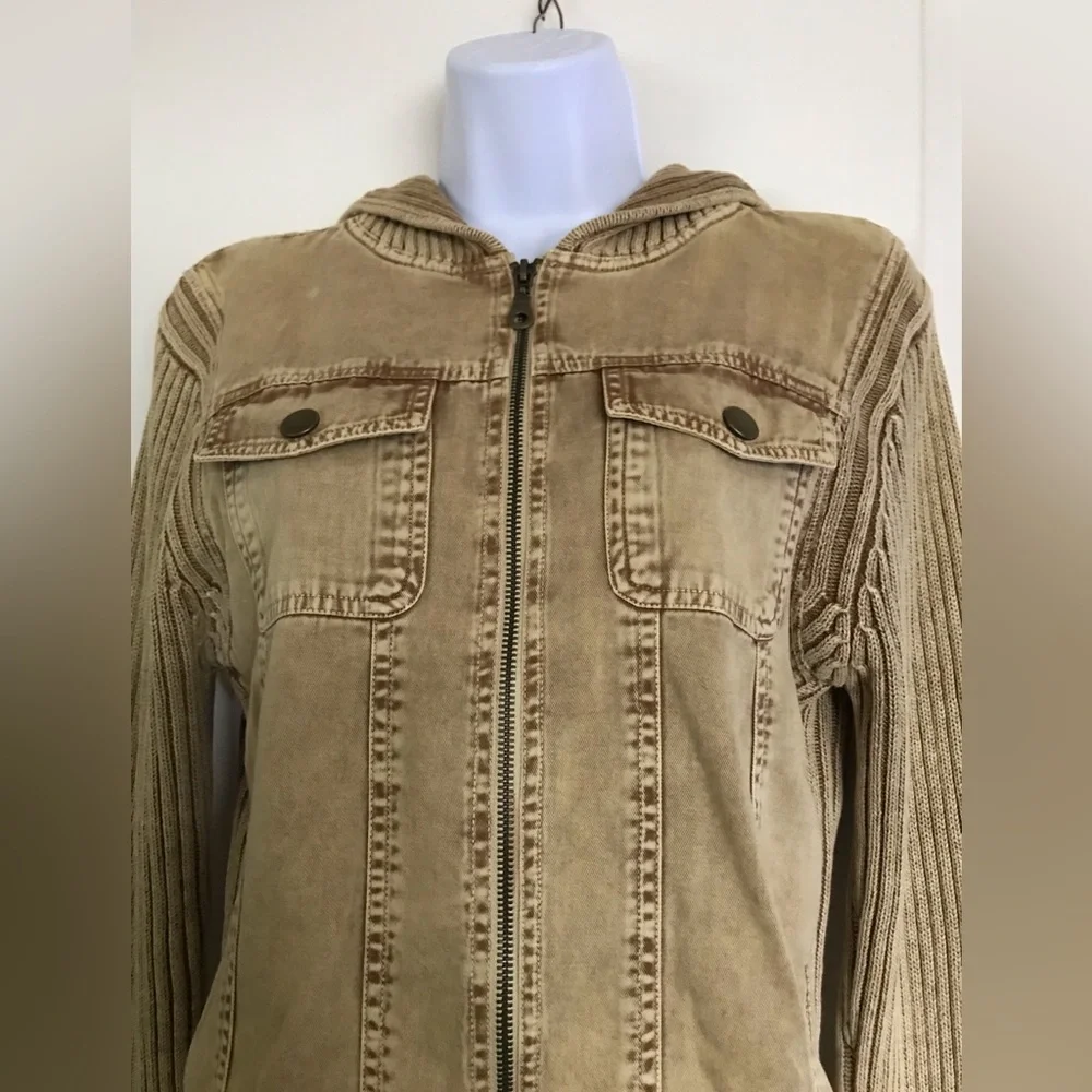 east side westside size L hooded Beige jacket closed in the front with zipper - Picture 4 of 14